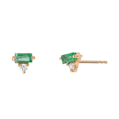 emerald and diamond post stud earrings