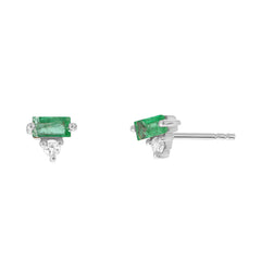 emerald and diamond post stud earrings
