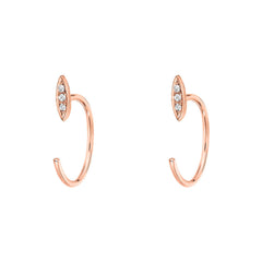 petite three quarter hoop willow earrings in rose gold
