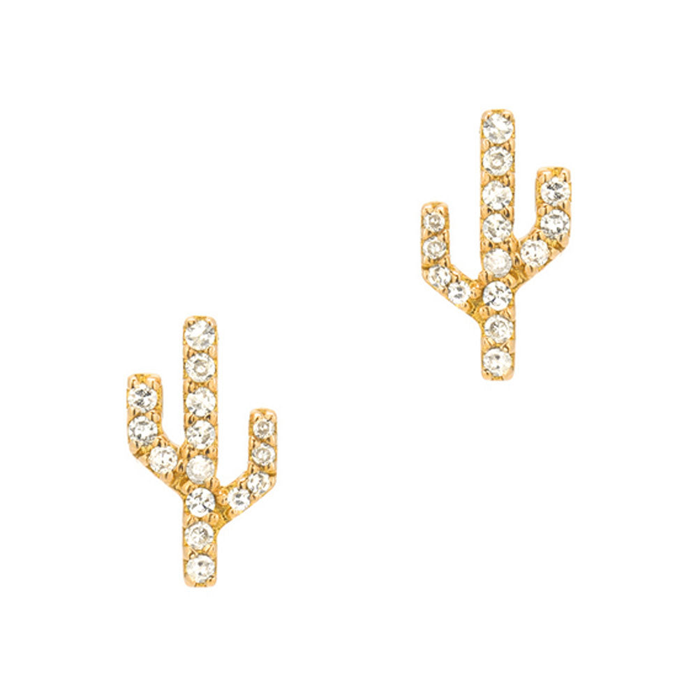 Cactus earrings in diamonds and 14k gold