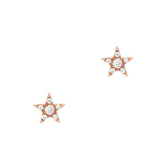 14k gold and diamond mini star studs