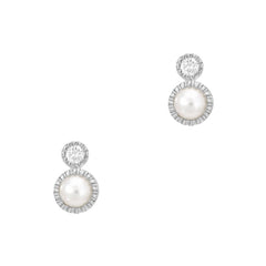 14k gold and diamond orbit stud mini earrings with pearls