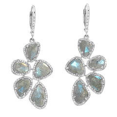 multi drop labradorite dangle earrings in white gold