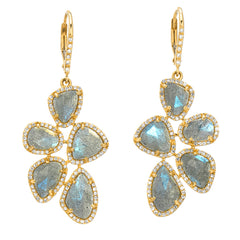 multi drop labradorite dangle earrings in yellow gold
