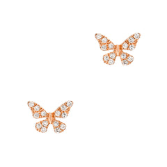 butterfly posts in rose gold with diamonds