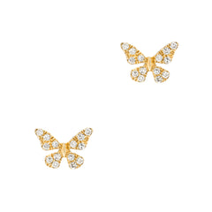 butterfly posts in yellow gold with diamonds