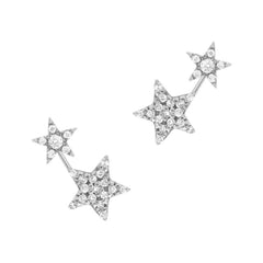 shooting star double earrings in 14k gold and diamonds