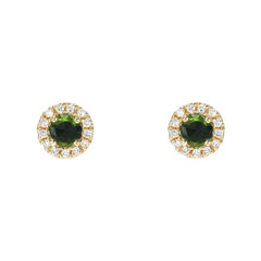 14k gold and diamond chrome diopside and diamond rosie stud earrings