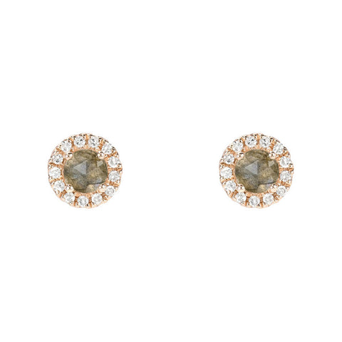 Rosie 3.0mm Labradorite & Diamond Post Earrings