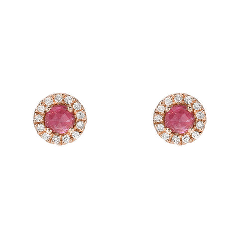 Rosie 3.0mm Pink Tourmaline & Diamond Post Earrings