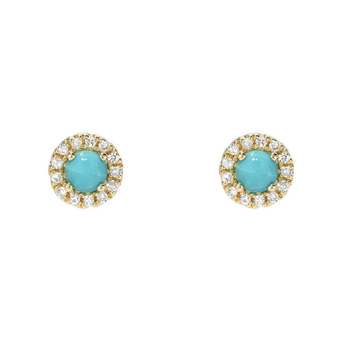 Rosie 3.0mm Turquoise & Diamond Post Earrings