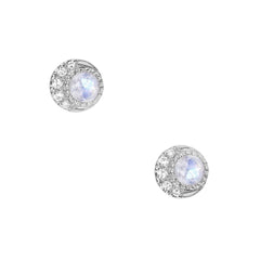 14k solid gold and diamond mini moon phase stud earrings
