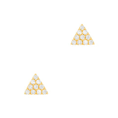 14k gold and diamond triangle post earrings