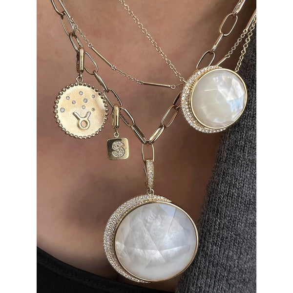 ★NOONOO FINGERS★ [Natural Stone] Mother of Pearl Necklace STERLING SILVER & MOTHER OF PEARL MOON RING | AS ABOVE JEWELLERY