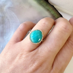 amazonite and diamonds in 14k yellow gold