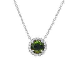 5mm domed faceted stone with 14k gold and diamond halo