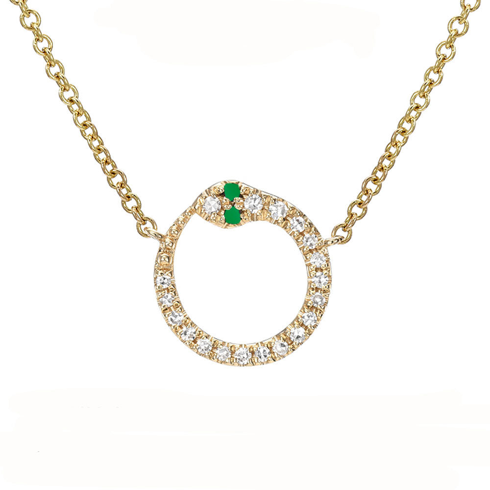 Custom Ourobors Necklace With Emerald Eyes