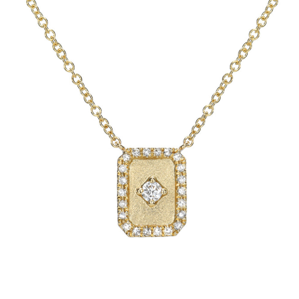 14k gold and diamond mirro necklace