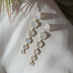 rainbow moonstone cascade earrings