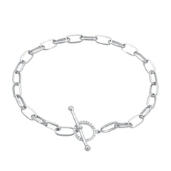 hand made chain bracelet with toggle closure in 14k white gold