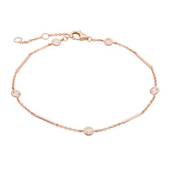 Unity Chain bracelet with station diamonds in rose gold