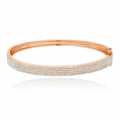five row pave diamond bangle in rose gold
