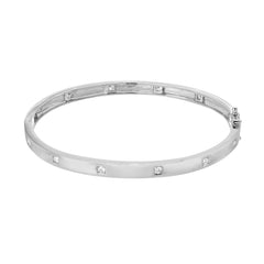 14k white gold high polish bangle with diamonds