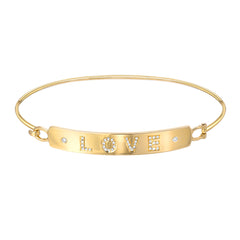 love plaque bangle in yellow gold with diamonds