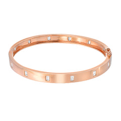 baguette diamond bangle in rose gold