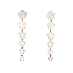 prong-set graduated rainbow moonstone cascade earrings