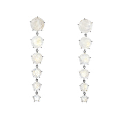 prong-set graduated rainbow moonstone cascade earrings