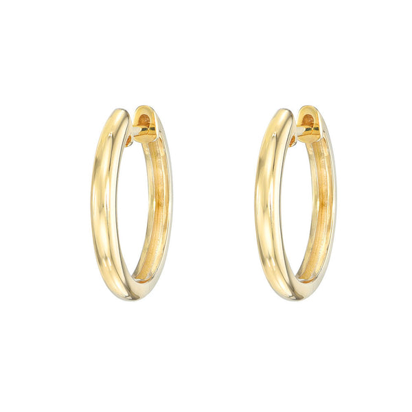 12mm High Polish Huggies | 14k Gold Hoop Earrings | Liven Fine