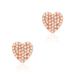 heart shape gold and diamond stud earrings