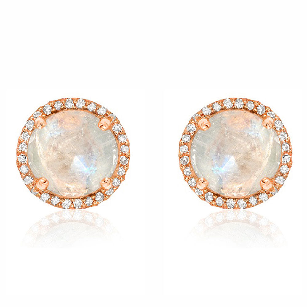 7mm diameter rosies with rainbow moonstone centers