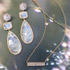 beautiful cascading rainbow moonstone earrings