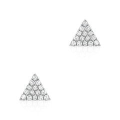 triangle stud earrings in 14k gold with diamonds
