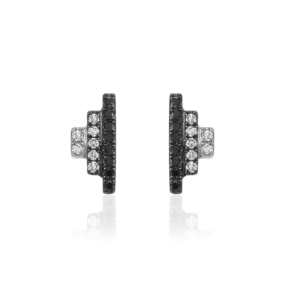 stair step earrings in black and white