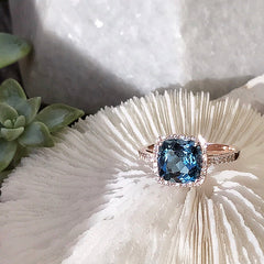 special order rose gold london blue topaz ring