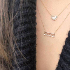 heirloom baguette diamond fringe necklace layered