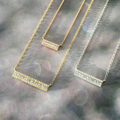 Heirloom baguette diamond bar necklaces