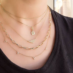 hand made chain necklace worn with layering pieces