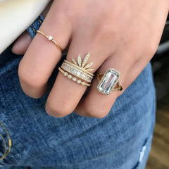 willow sunrise ring stacked with other rings