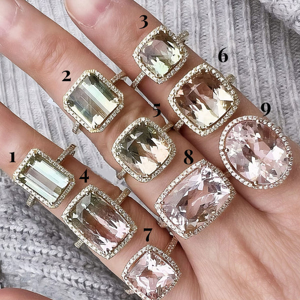 Square morganite rose gold ring clearance