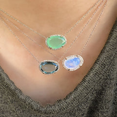 14k gold and diamond thumbprint organic shape necklace