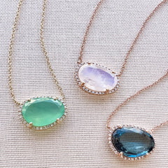 14k gold and diamond thumbprint organic shape necklace