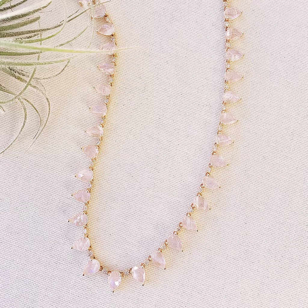 rainbow moonstone tennis necklace