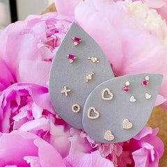 petite ruby and diamond post earrings