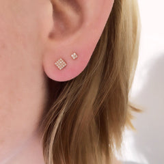 petite square pave post earrings