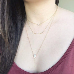 pear and bezel lariat necklace