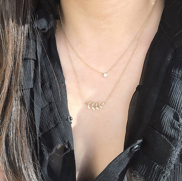 Leaf Necklace | Foliage Gold and Diamond Necklace | Liven Fine